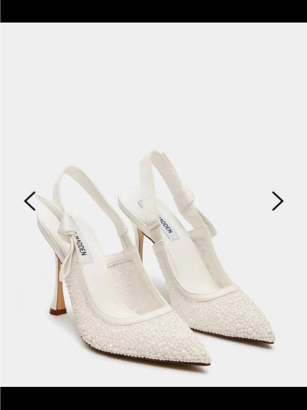 Steve Madden Ivory Beaded Slingback Pointed Heels